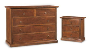 Gruppo como' e 2 comodini arte povera tinta noce - Mobili 2G