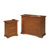 Gruppo como' e 2 comodini arte povera tinta noce