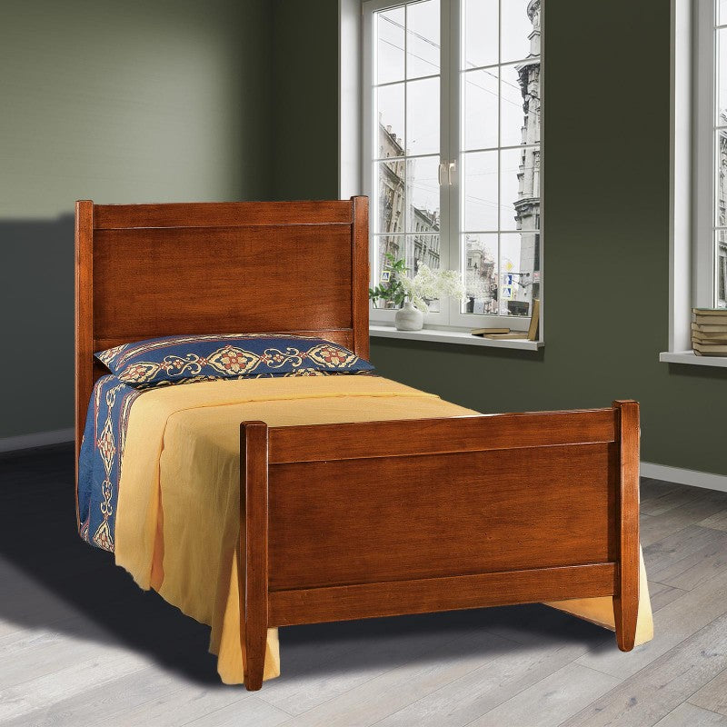 Letto 1 piazza e mezza legno arte povera tinta noce 131x210x108 - Mobili 2G