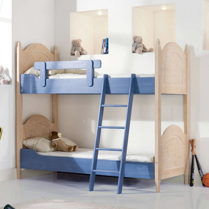 Letto a castello legno abete shabby azzurro e miele 93x205x186 (2232) - Mobili 2G