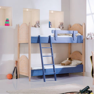 Letto a castello legno abete shabby azzurro e miele 93x205x186 (2232) - Mobili 2G