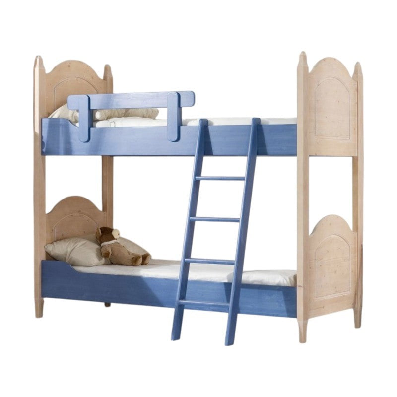 Letto a castello legno abete shabby azzurro e miele 93x205x186 (2232) - Mobili 2G