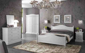 Letto matrimoniale classico shabby bianco 175x212x112