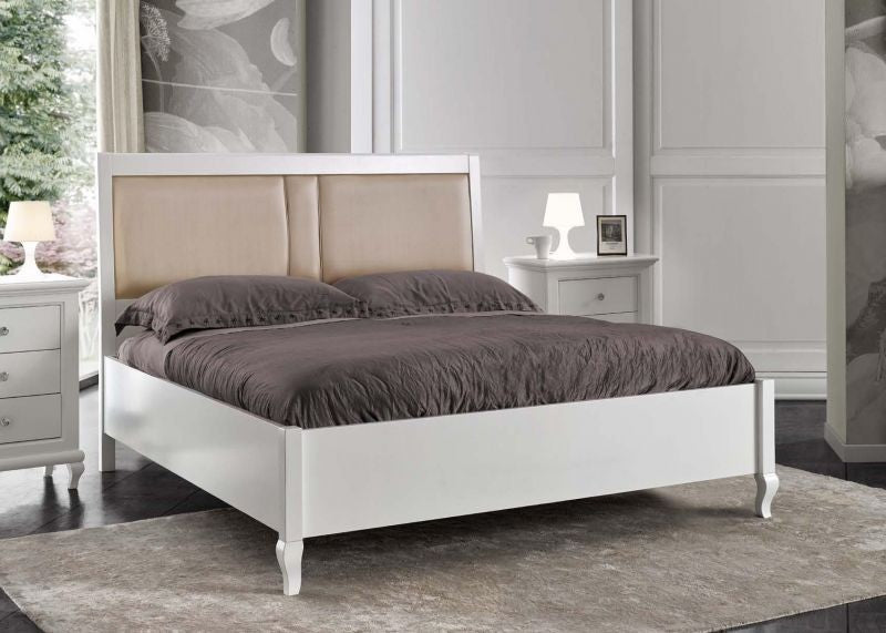 Letto matrimoniale contenitore legno shabby bianco 175x210x125 - Mobili 2G