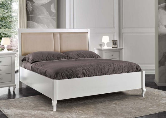 Letto matrimoniale contenitore legno shabby bianco 175x210x125 - Mobili 2G