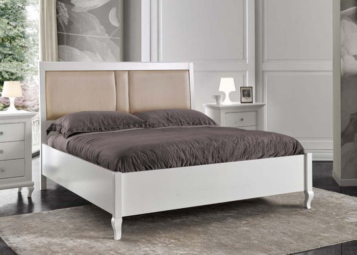 Letto matrimoniale contenitore legno shabby bianco 175x210x125 - Mobili 2G