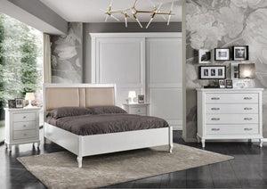 Letto matrimoniale contenitore legno shabby bianco 175x210x125 - Mobili 2G