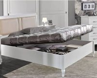 Letto matrimoniale contenitore legno shabby bianco 175x210x125 - Mobili 2G