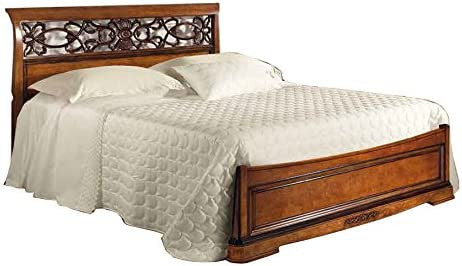 Letto matrimoniale in legno arte povera tinta noce 176x210x110 - Mobili 2G