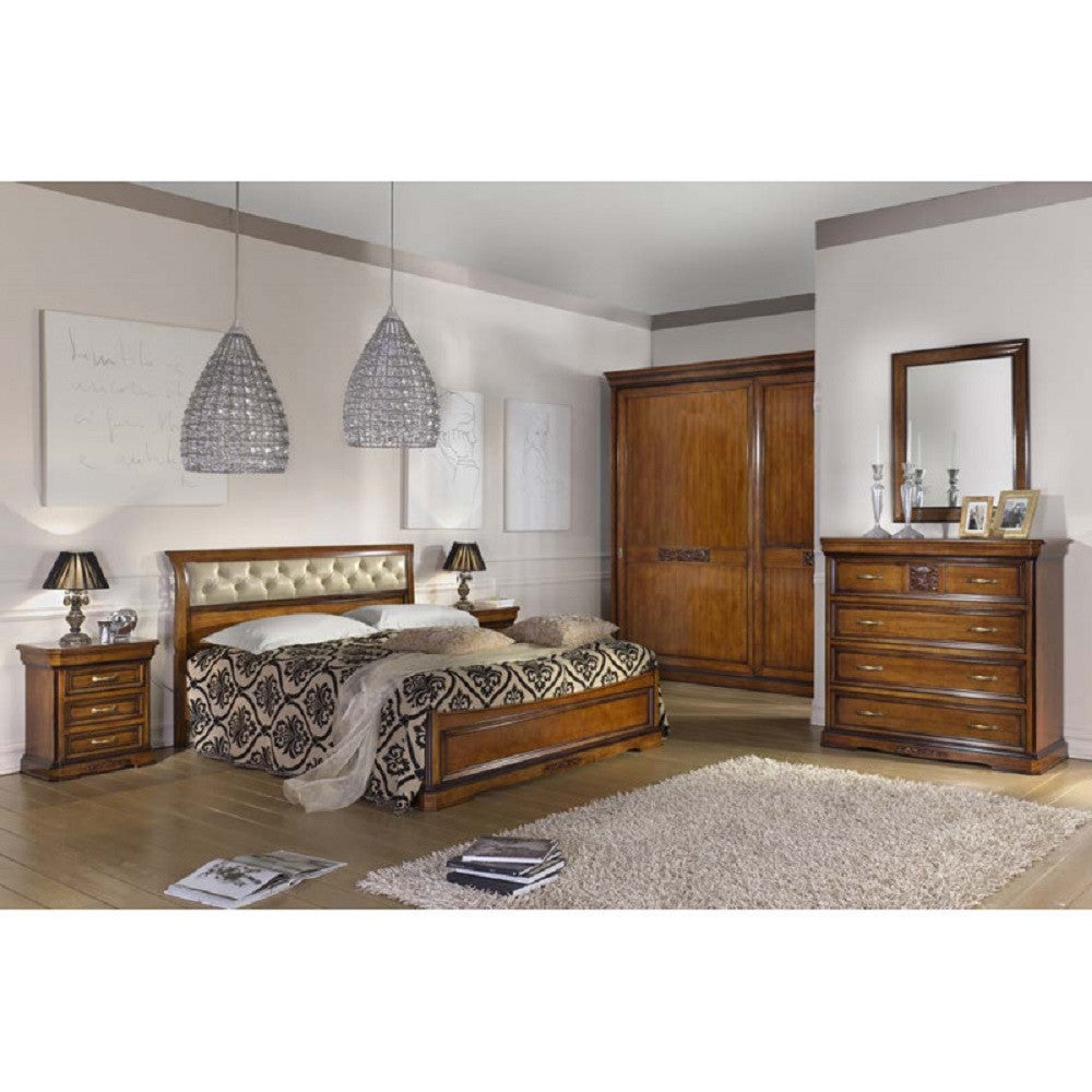 Letto matrimoniale in legno arte povera tinta noce 176x210x110 - Mobili 2G