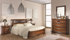 Letto matrimoniale in legno arte povera tinta noce 176x210x110 - Mobili 2G