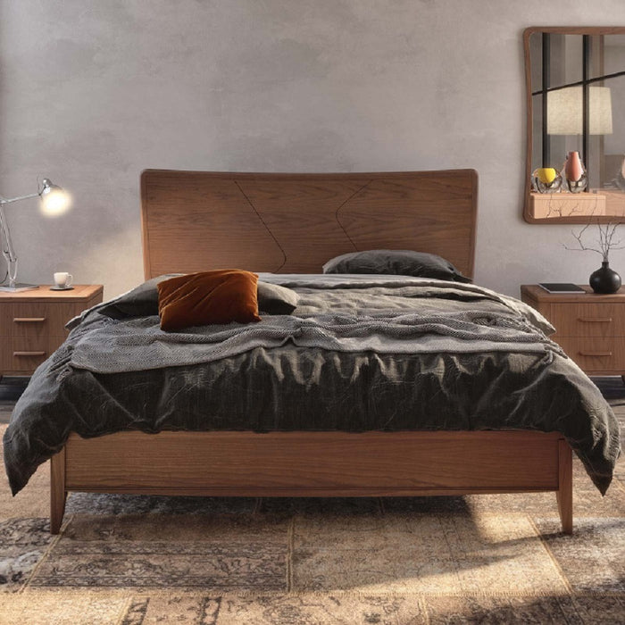 Letto matrimoniale in legno moderno testata legno l.184 p.210 h.121 - Mobili 2G