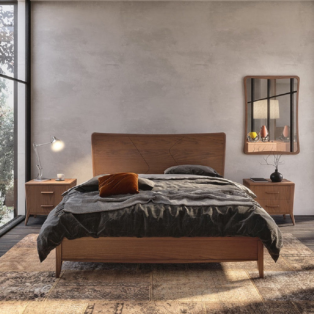 Letto matrimoniale in legno moderno testata legno l.184 p.210 h.121 - Mobili 2G