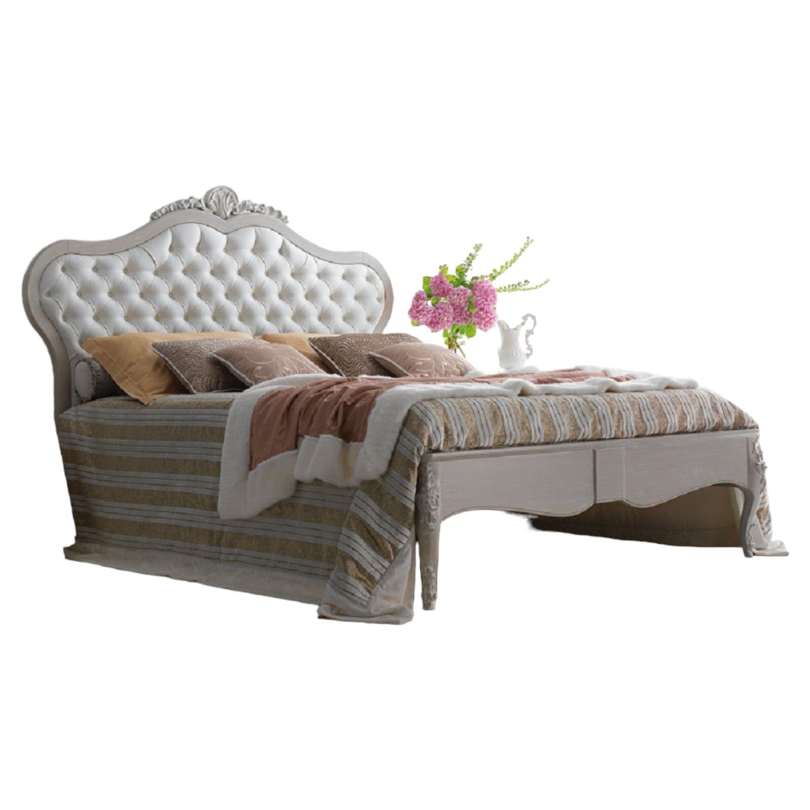 Letto matrimoniale legno classico testata ecopelle l.201 p.215 h.151 - Mobili 2G