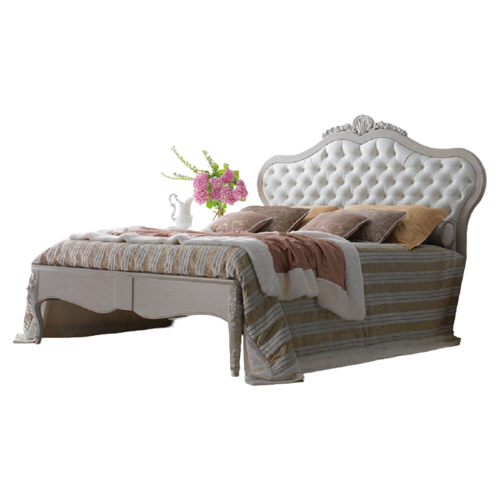 Letto matrimoniale legno classico testata ecopelle l.201 p.215 h.151 - Mobili 2G