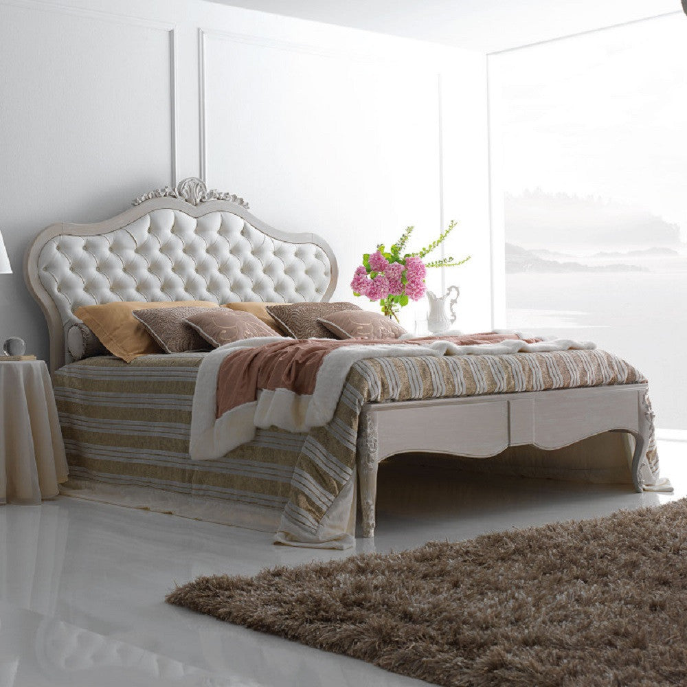 Letto matrimoniale legno classico testata ecopelle l.201 p.215 h.151 - Mobili 2G