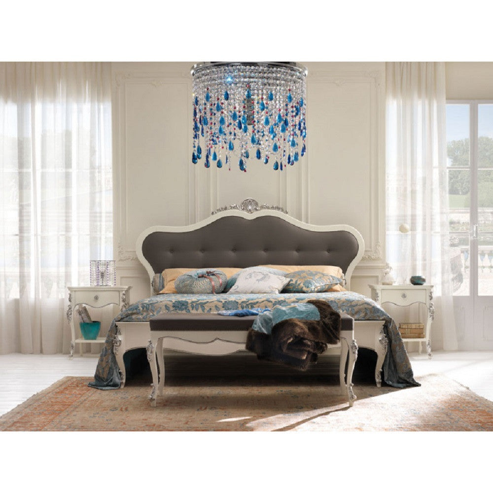 Letto matrimoniale legno king size testata ecopelle l.221 p.215 h.151 - Mobili 2G