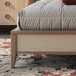 Letto matrimoniale legno testata trapuntata beige  l.184 p.210 h.121 - Mobili 2G