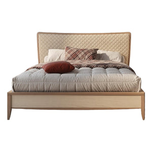 Letto matrimoniale legno testata trapuntata beige  l.184 p.210 h.121 - Mobili 2G