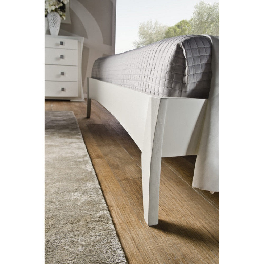 Letto matrimoniale moderno testata ecopelle e legno bianco  183x213x132 - Mobili 2G