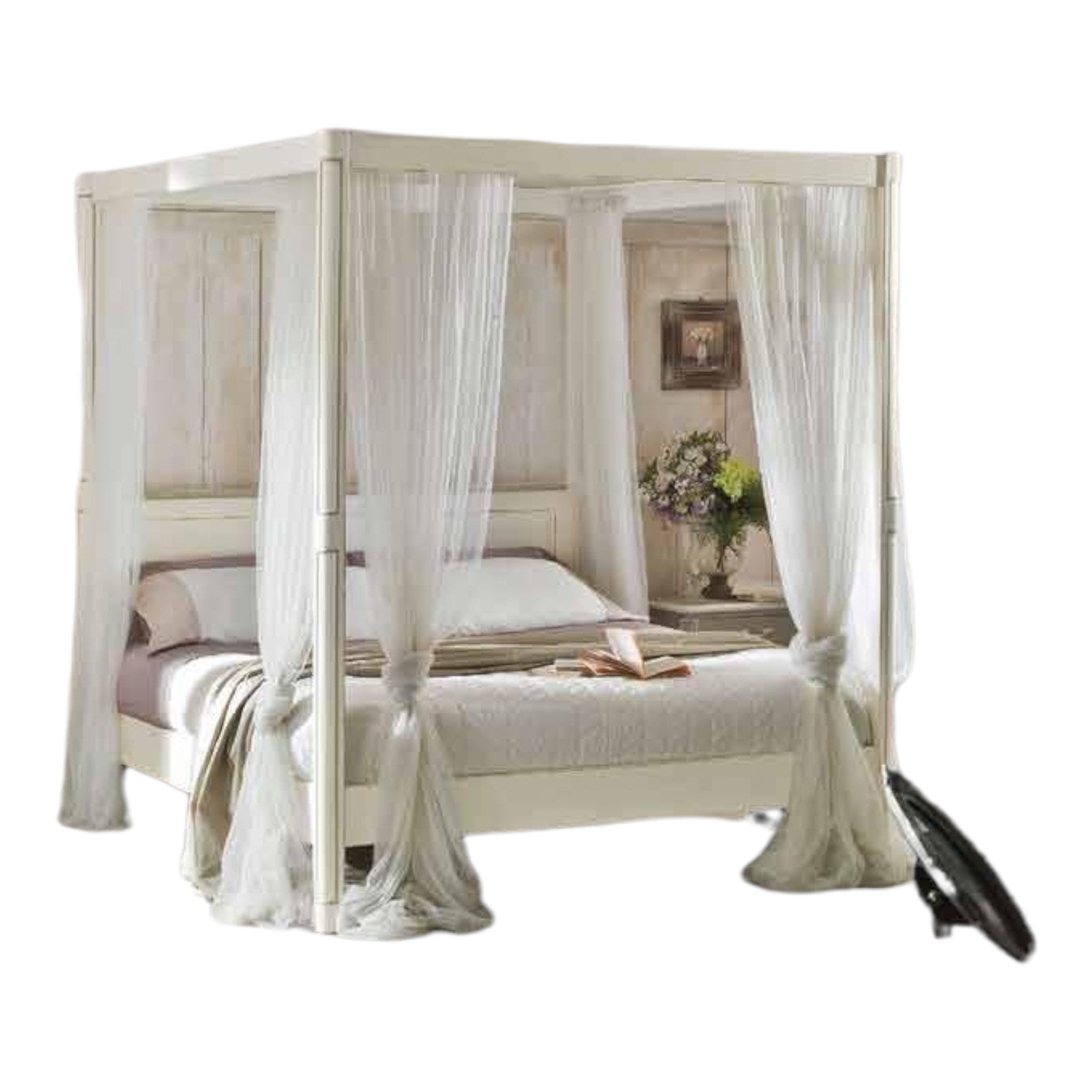 Letto matrimoniale shabby a baldacchino  179x213x210