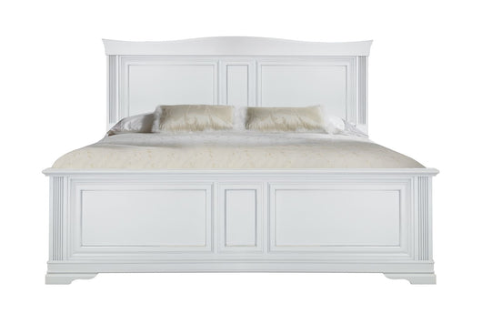 Letto matrimoniale shabby sagomato in legno massello bianco l.176 p.210 h.125 - Mobili 2G
