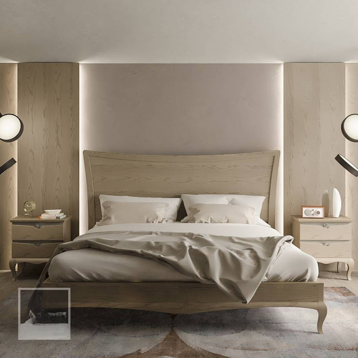 Letto moderno in legno frassino testata legno l.190 p.210 h.127 - Mobili 2G
