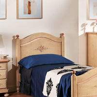 Letto sagomato singolo avorio antico/rosa in legno 99x212x112 (1437) - Mobili 2G