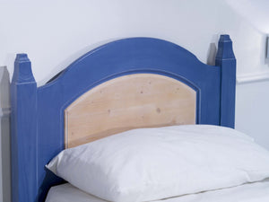 Letto singolo arte povera blu e miele legno 103x210x106 (2231) - Mobili 2G