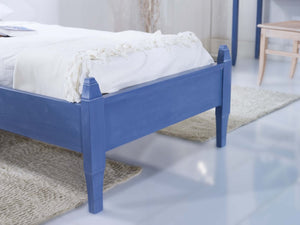 Letto singolo arte povera blu e miele legno 103x210x106 (2231) - Mobili 2G