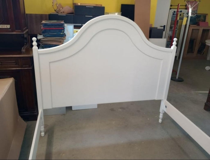 Letto singolo arte povera laccato bianco opaco  l.100 p.212 ht.135 (1431) - Mobili 2G