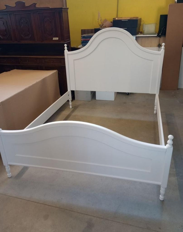 Letto singolo arte povera laccato bianco opaco  l.100 p.212 ht.135 (1431) - Mobili 2G