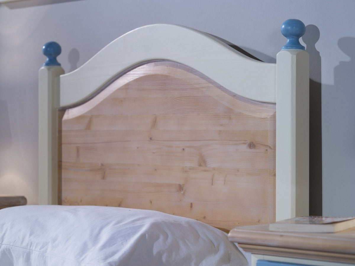 Letto singolo arte povera legno shabby azzurro e miele 98x212x111 (2229) - Mobili 2G