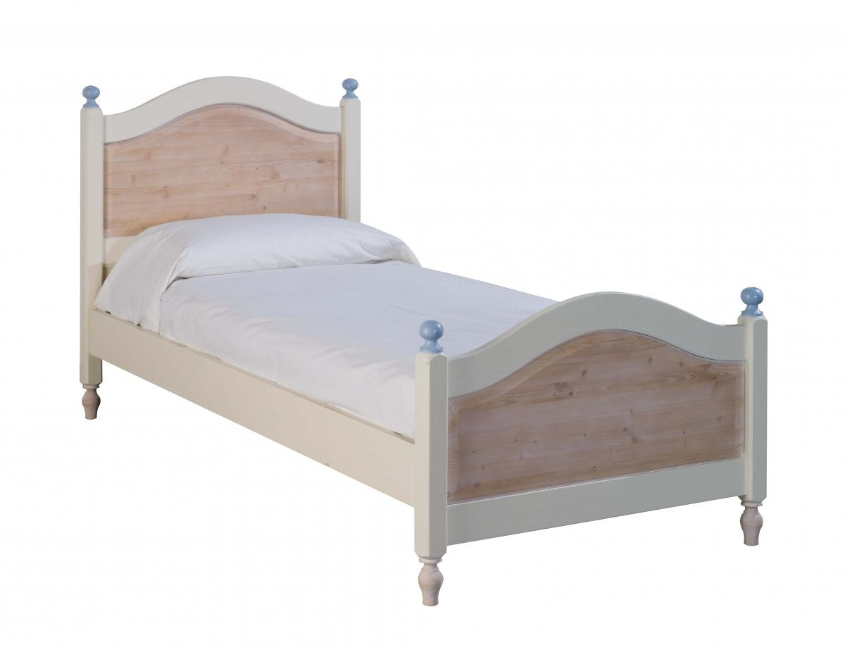 Letto singolo arte povera legno shabby azzurro e miele 98x212x111 (2229) - Mobili 2G