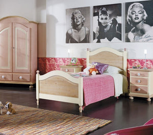 Letto singolo arte povera legno shabby rosa e miele 98x212x111 (2228) - Mobili 2G
