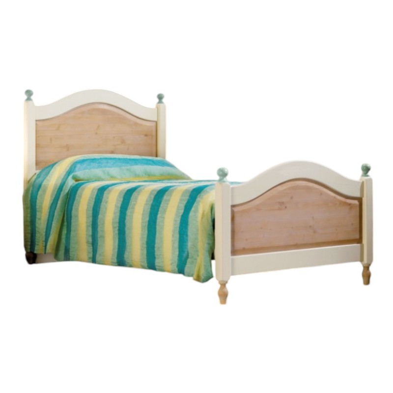 Letto singolo arte povera legno shabby verde e miele 98x212x111 (2230) - Mobili 2G