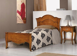 Letto singolo interamente in legno di pioppo tinta noce