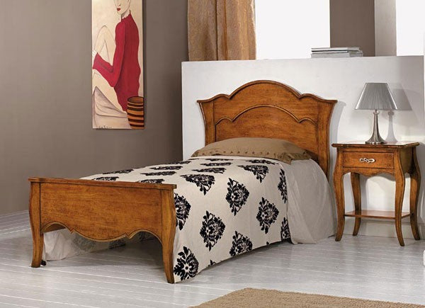 Letto singolo interamente in legno di pioppo tinta noce