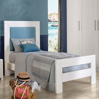 Letto singolo shabby bianco in legno massello di abete