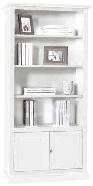 Libreria 2 ante arte povera bianca in legno 90x41x186