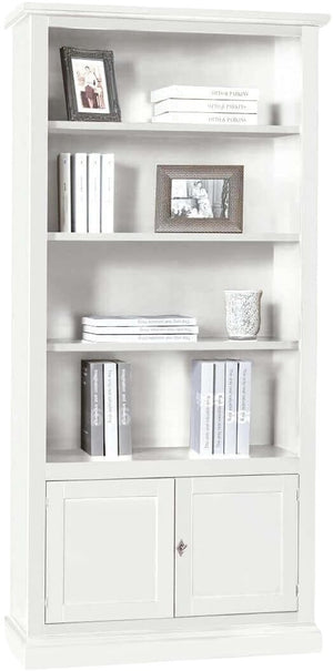 Libreria 2 ante arte povera bianca in legno 90x41x186