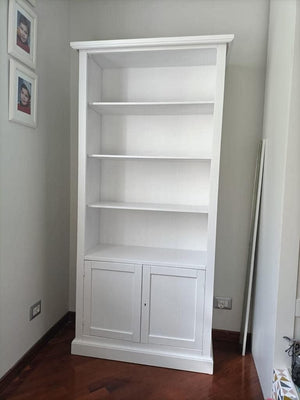 Libreria 2 ante arte povera bianca in legno 90x41x186