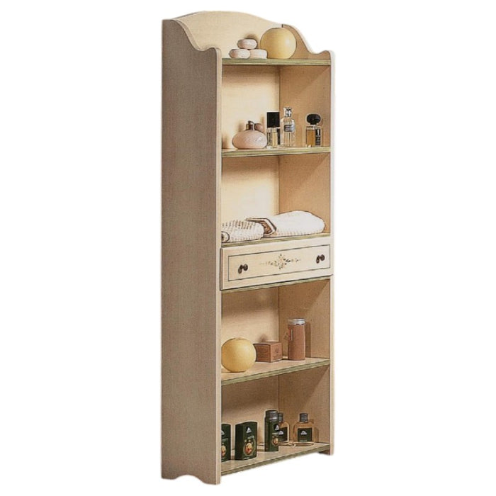 Libreria 5 ripiani legno shabby avorio filo verde 70x24x171 (1326) - Mobili 2G
