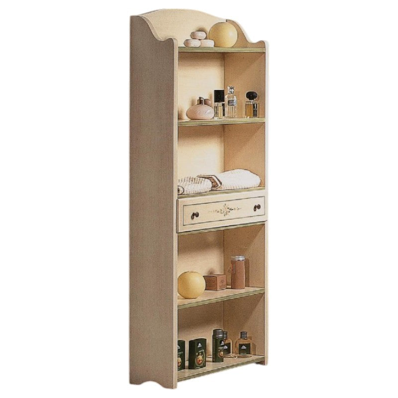 Libreria 5 ripiani legno shabby avorio filo verde 70x24x171 (1326) - Mobili 2G