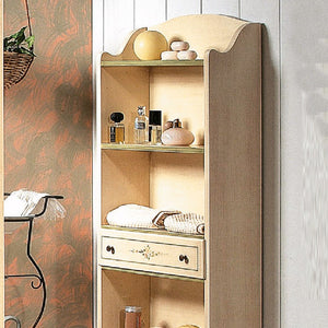 Libreria 5 ripiani legno shabby avorio filo verde 70x24x171 (1326) - Mobili 2G