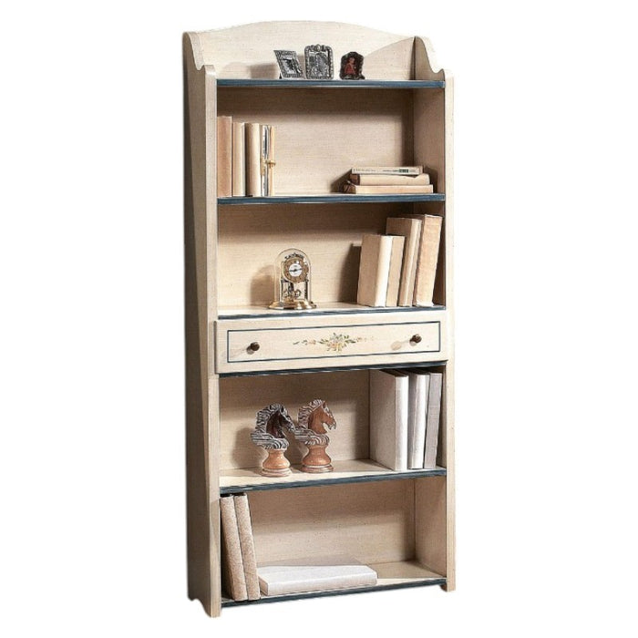 Libreria 5 ripiani shabby legno bianco filo azzurro 70x24x171 (1325) - Mobili 2G