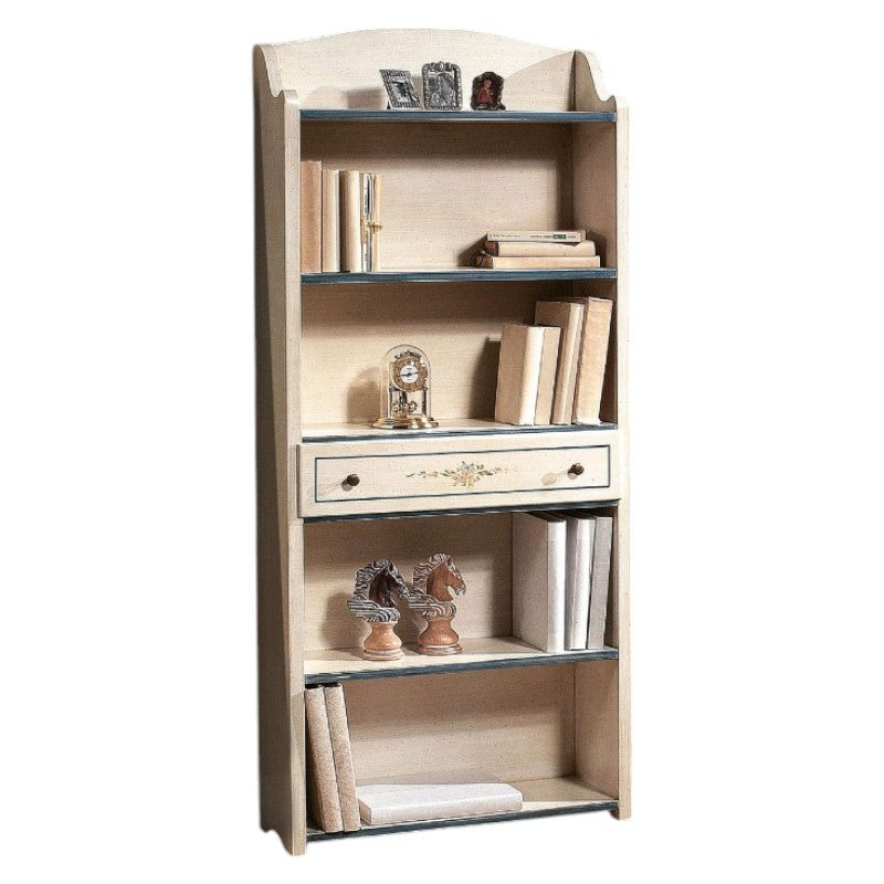 Libreria 5 ripiani shabby legno bianco filo azzurro 70x24x171 (1325) - Mobili 2G