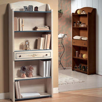 Libreria 5 ripiani shabby legno bianco filo azzurro 70x24x171 (1325) - Mobili 2G