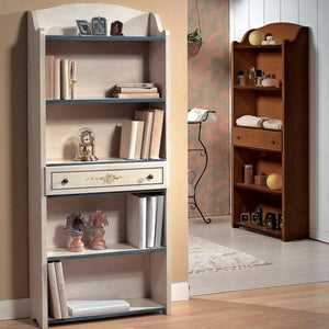 Libreria 5 ripiani shabby legno bianco filo azzurro 70x24x171 (1325) - Mobili 2G