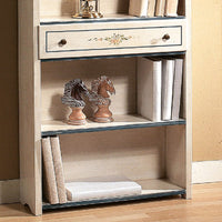 Libreria 5 ripiani shabby legno bianco filo azzurro 70x24x171 (1325) - Mobili 2G